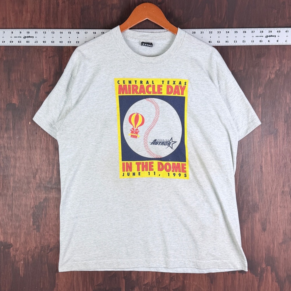 Houston Astros Miracle Day In The Dome Vintage 1995 Shirt XL Grey Single Stitch